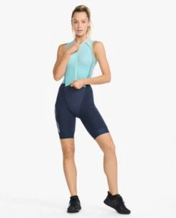 2XU Light Speed Front Zip Trisuit Mouwloos Blauw Dames -Craft Winkel 2xu dames trisuit wt6663d out wht 03
