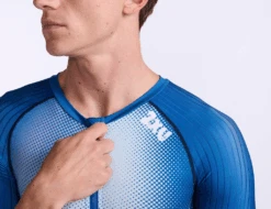 2XU Aero Trisuit Korte Mouw Wit/blauw Heren -Craft Winkel 2xu trisuit aero sleeved mt6426d mdn wht 020