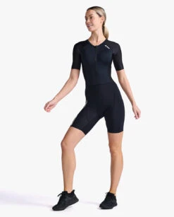 2XU Aero Trisuit Korte Mouw Zwart Dames -Craft Winkel 2xu trisuit aero sleeved wt6431d blk wht 018