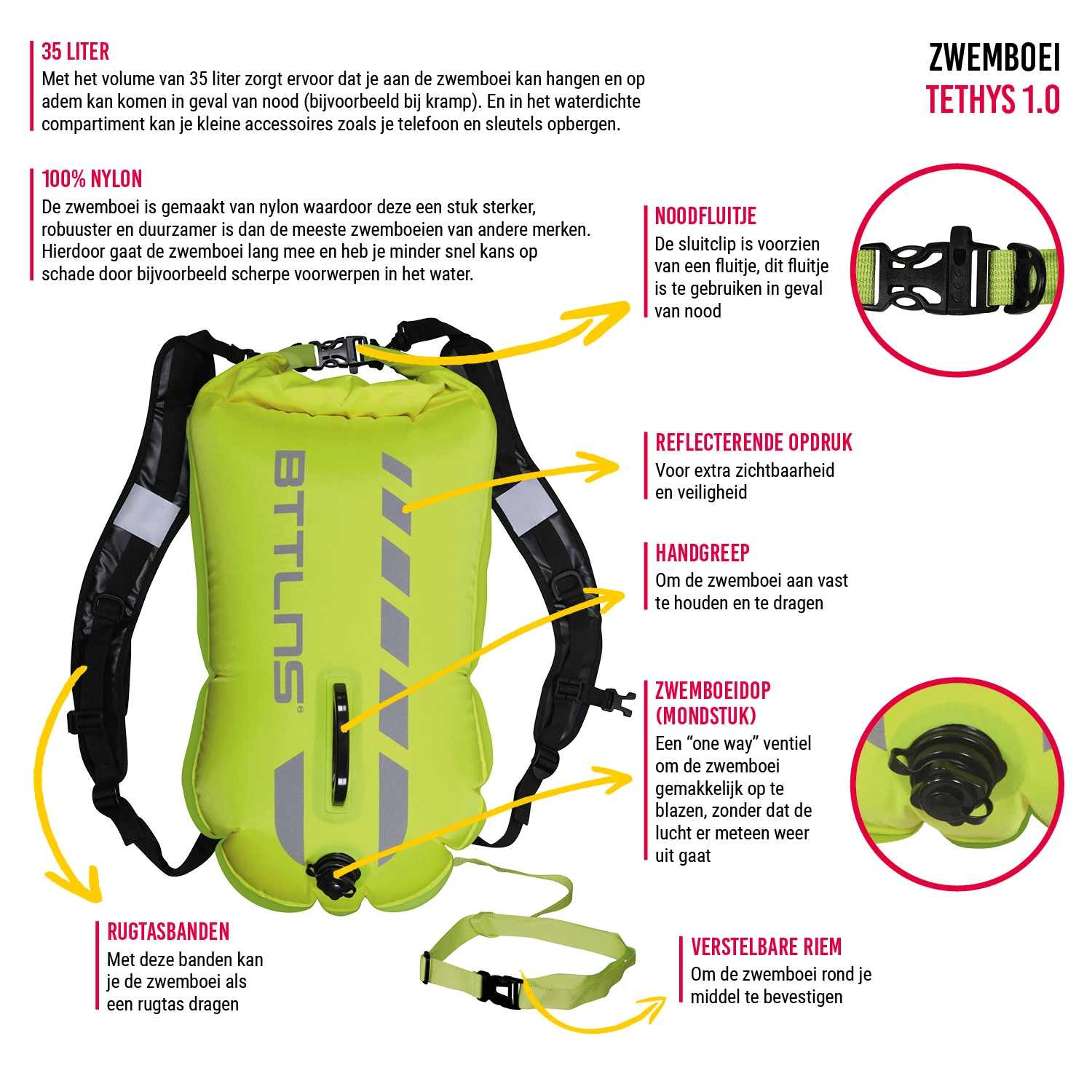 BTTLNS Tethys 1.0 Safeswimmer Zwemboei 35 Liter Groen 4 BTTLNS Tethys 1.0 Safeswimmer Zwemboei 35 Liter Groen - Afbeelding 2