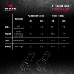 BTTLNS Neopreen Zwemhandschoenen Boreas 1.0 Zwart/goud -Craft Winkel bttlns size guide neoprene gloves 3