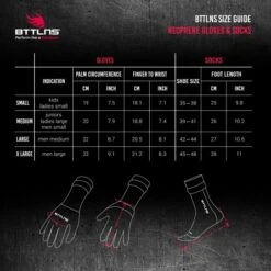 BTTLNS Neopreen Thermal Zwemhandschoenen En Zwemsokken Voordeelset Zilver -Craft Winkel bttlns size guide neoprene gloves socks 3