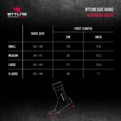 BTTLNS Neopreen Zwemsokken Caerus 1.0 Zwart -Craft Winkel bttlns size guide neoprene socks 3